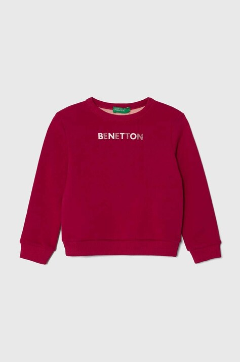 Детская хлопковая кофта United Colors of Benetton цвет розовый с принтом