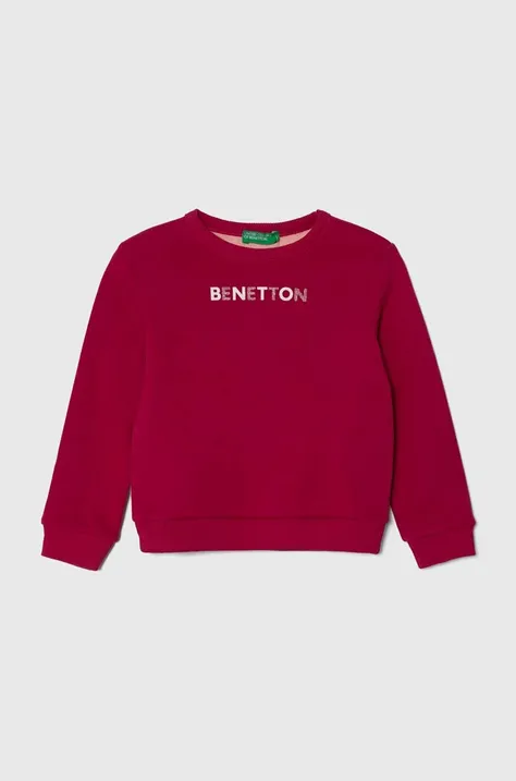 Dječja pamučna dukserica United Colors of Benetton boja: ružičasta, s tiskom