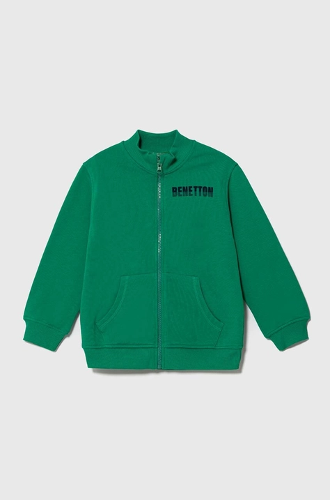 Dětská bavlněná mikina United Colors of Benetton zelená barva, s potiskem