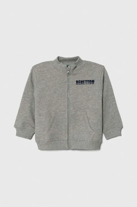 Детская хлопковая кофта United Colors of Benetton цвет серый с принтом