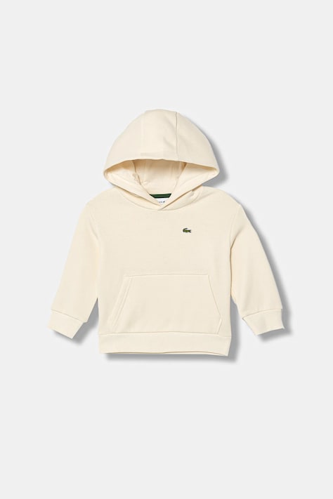 Lacoste bluza dziecięca kolor beżowy z kapturem gładka SJ5292