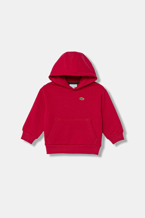 Lacoste bluza dziecięca kolor różowy z kapturem gładka SJ5292