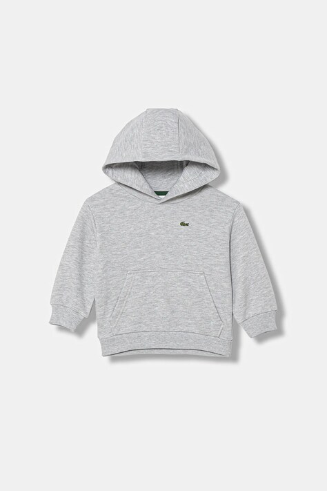 Lacoste bluza dziecięca kolor szary z kapturem gładka SJ5292