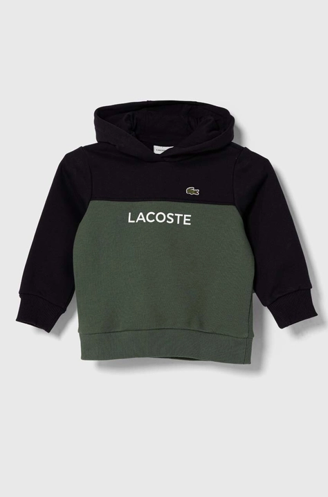 Lacoste bluza dziecięca kolor granatowy z kapturem wzorzysta