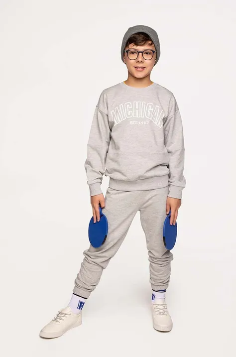 Otroški bombažen pulover Coccodrillo siva barva