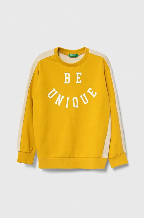 United Colors of Benetton bluza copii culoarea galben, cu imprimeu