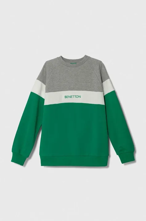 United Colors of Benetton bluza dziecięca kolor zielony z aplikacją