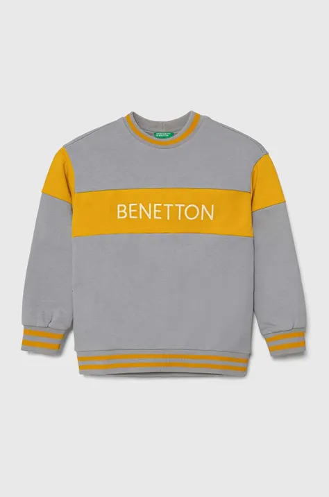 United Colors of Benetton bluza bawełniana dziecięca kolor szary wzorzysta