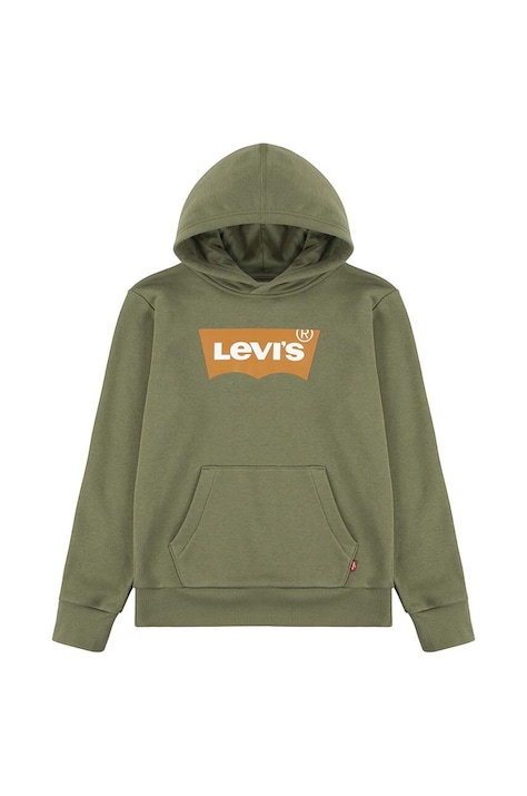 Levi's bluza copii culoarea verde, cu glugă, cu imprimeu