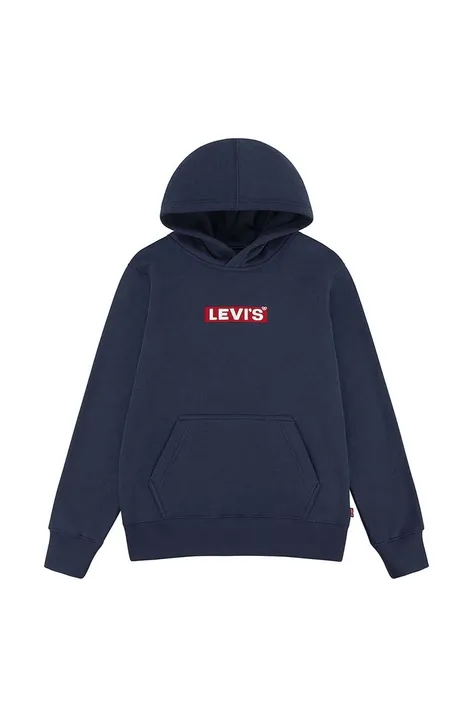 Levi's bluza dziecięca kolor niebieski z kapturem z nadrukiem