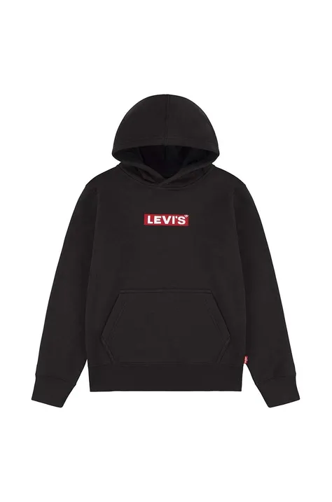 Levi's bluza dziecięca kolor czarny z kapturem z nadrukiem