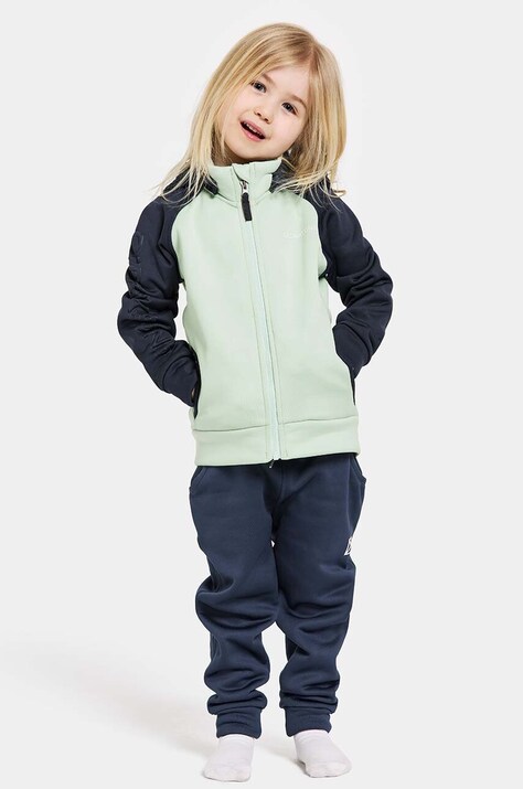 Didriksons bluza copii CORIN KIDS FULLZIP culoarea albastru marin, cu glugă, neted