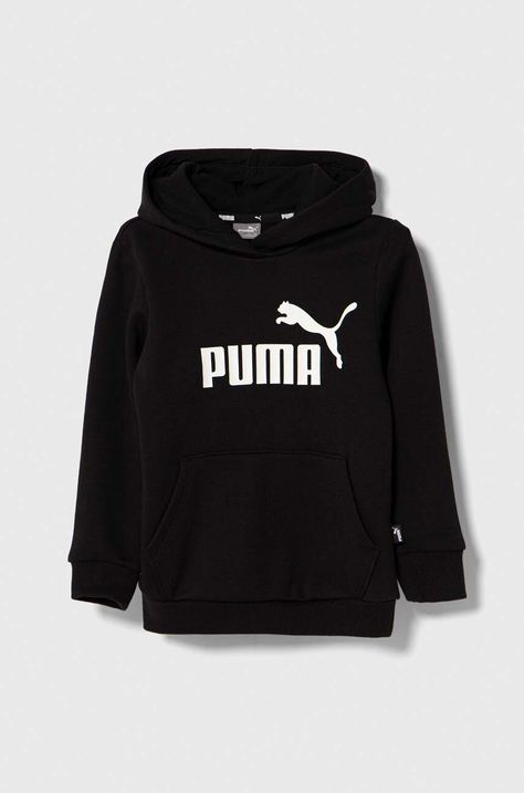 Παιδική μπλούζα Puma ESS Logo Hoodie FL G χρώμα: μαύρο, με κουκούλα