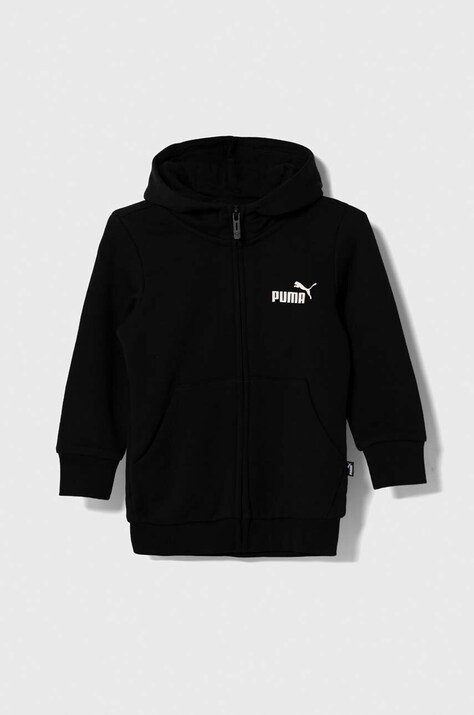 Детская кофта Puma ESS Small Logo Full-Zip Hoodie TR G цвет чёрный с капюшоном однотонная