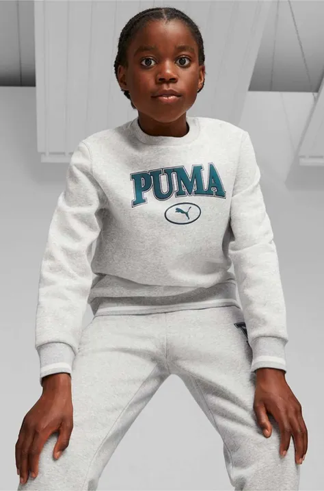Puma bluza dziecięca SQUAD Crew FL B kolor szary z nadrukiem