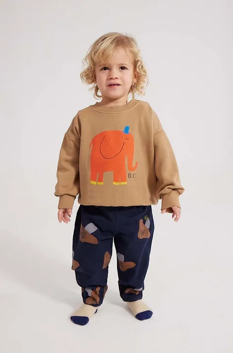 Bombažen pulover za dojenčka Bobo Choses rjava barva