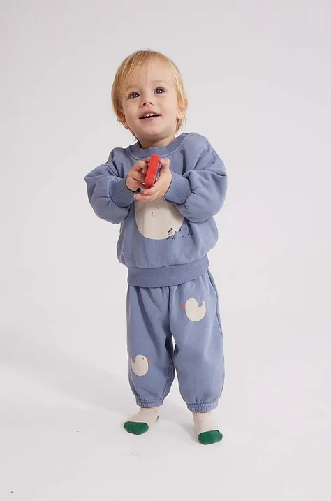 Bobo Choses bluza bawełniana niemowlęca kolor niebieski z nadrukiem