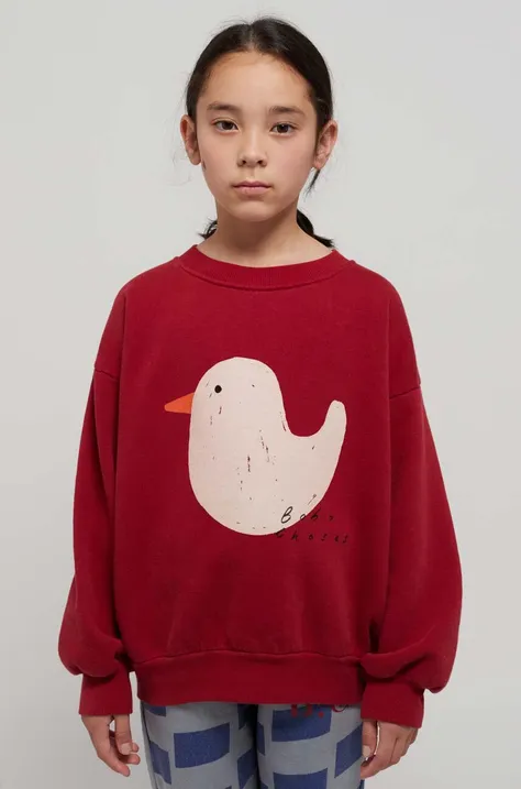 Detská bavlnená mikina Bobo Choses červená farba, s potlačou