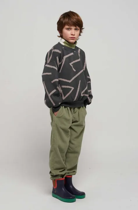 Детски памучен суичър Bobo Choses в сиво с десен