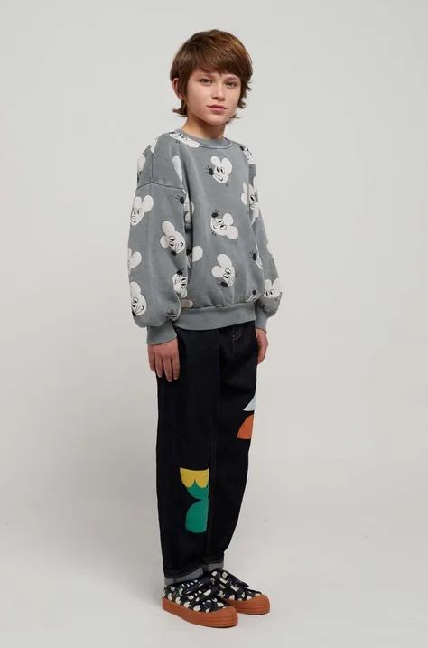 Детская хлопковая кофта Bobo Choses цвет серый узор