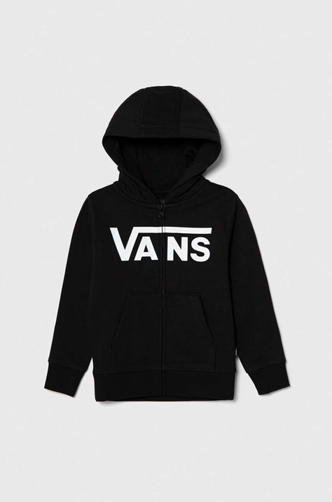 Vans bluza dziecięca VN000AMHBLK1 VANS CLASSIC FZ kolor czarny z kapturem z nadrukiem