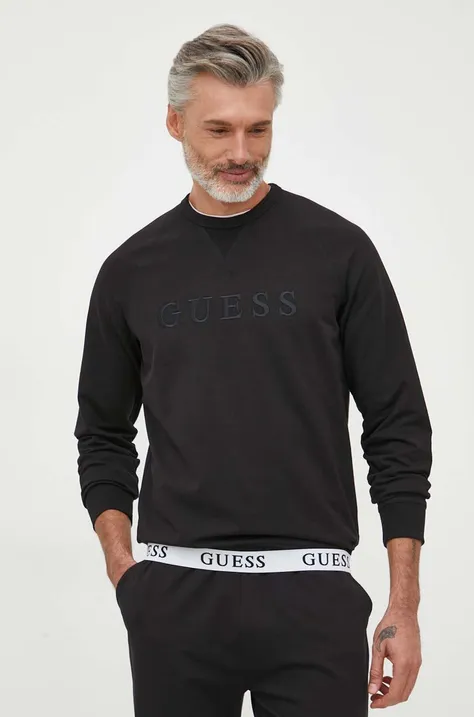 Guess bluza męska kolor czarny z aplikacją