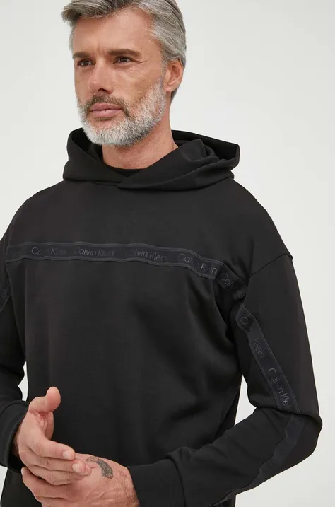 Mikina Calvin Klein pánska, čierna farba, s kapucňou, s nášivkou
