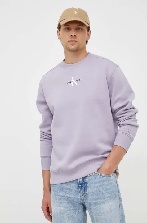 Calvin Klein Jeans bluza męska kolor fioletowy