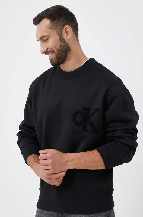 Calvin Klein Jeans bluza męska kolor czarny gładka