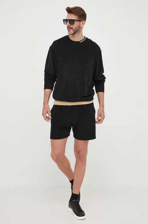 Dukserica Calvin Klein Jeans za muškarce, boja: crna, glatka