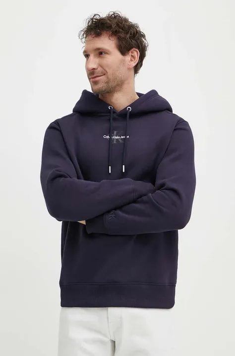 Кофта Calvin Klein Jeans чоловіча з капюшоном з аплікацією