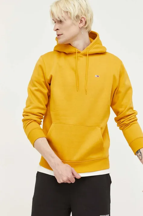 Кофта Tommy Jeans мужская цвет жёлтый с капюшоном однотонная