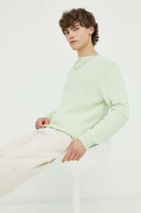 Памучен пуловер Samsoe Samsoe в зелено