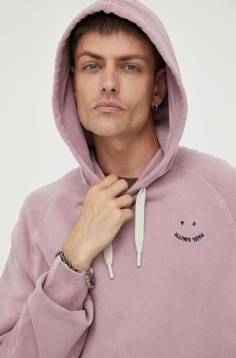 Βαμβακερή μπλούζα PS Paul Smith χρώμα: ροζ, με κουκούλα