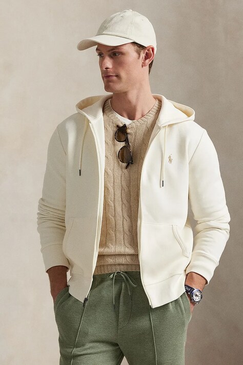 Polo Ralph Lauren bluza męska kolor beżowy z kapturem gładka 710881517