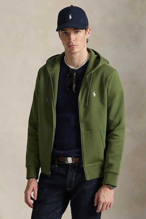 Polo Ralph Lauren bluza męska kolor zielony z kapturem gładka 710881517