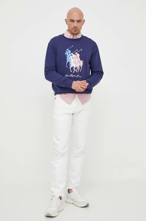 Polo Ralph Lauren bluza męska kolor granatowy z nadrukiem