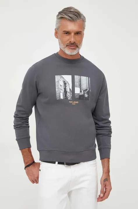 Bombažen pulover Pepe Jeans Meelo moški, siva barva