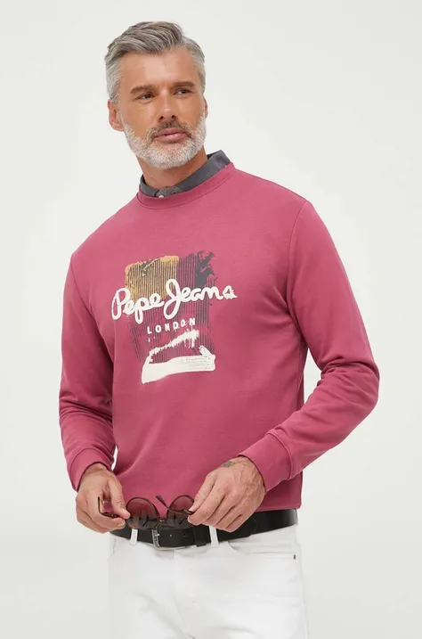 Bombažen pulover Pepe Jeans Melbourne moški, roza barva