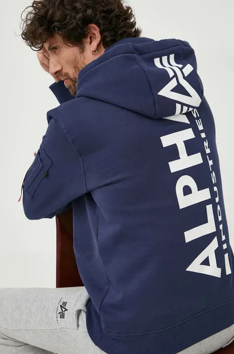 Μπλούζα Alpha Industries χρώμα: ναυτικό μπλε, με κουκούλα