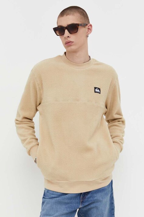 Quiksilver bluza męska kolor beżowy gładka