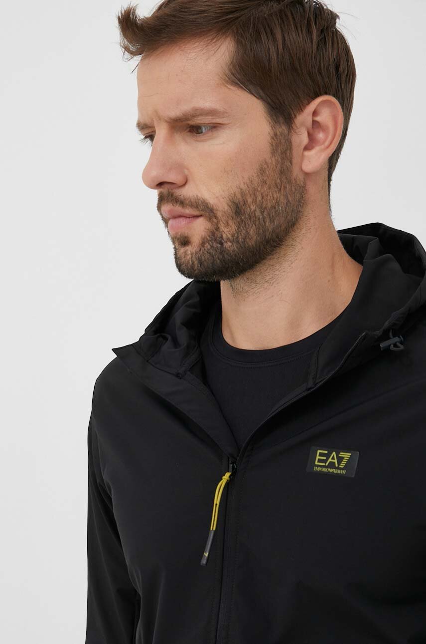Bunda EA7 Emporio Armani pánska, čierna farba, prechodná