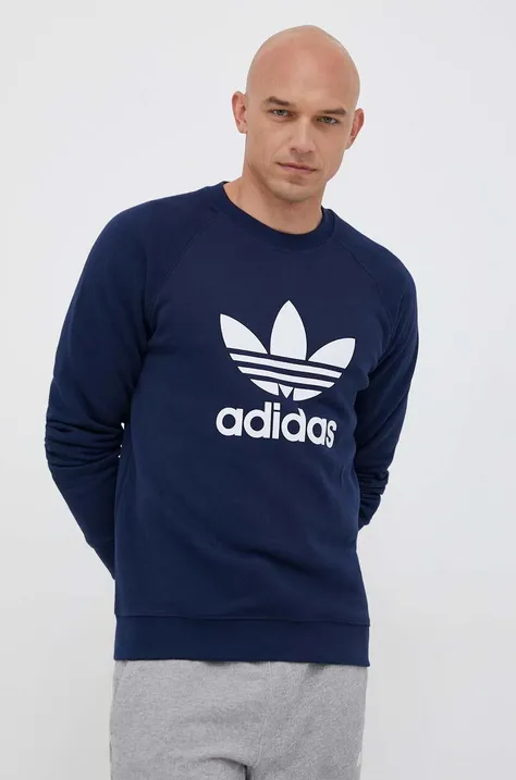 Bombažen pulover adidas Originals moška, mornarsko modra barva