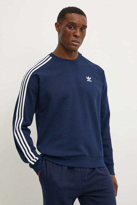 Mikina adidas Originals 3-Stripes pánská, tmavomodrá barva, s potiskem, IM4515
