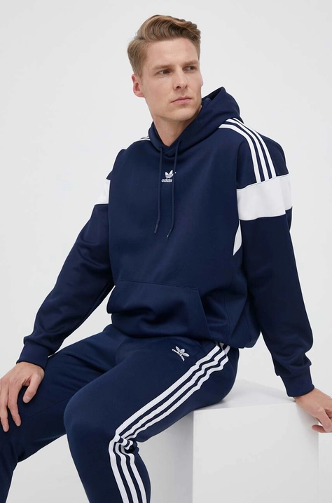 Кофта adidas Originals чоловіча колір синій з капюшоном з аплікацією