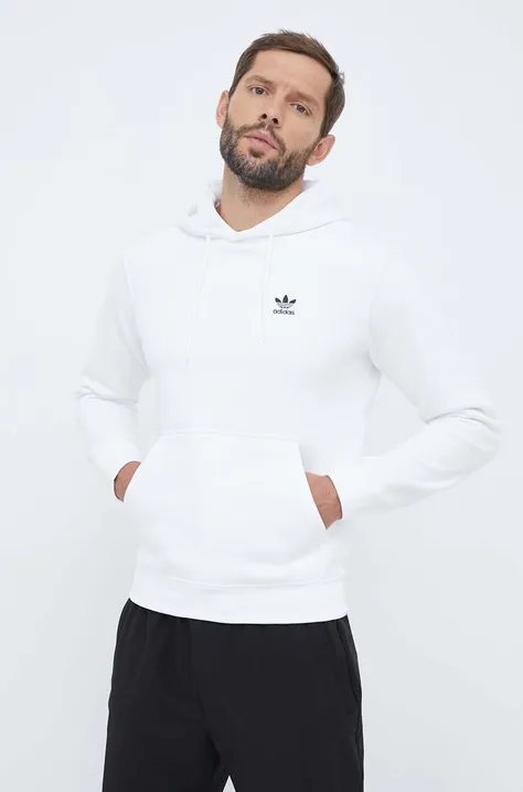 Кофта adidas Originals мужская цвет белый с капюшоном однотонная