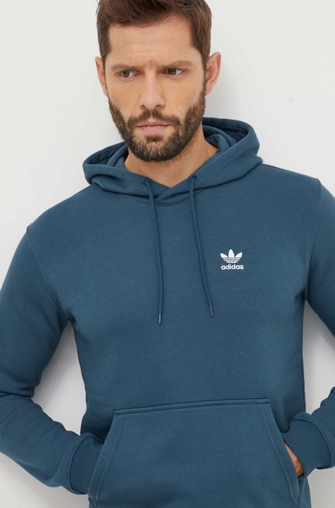 adidas Originals bluza męska kolor zielony z kapturem gładka