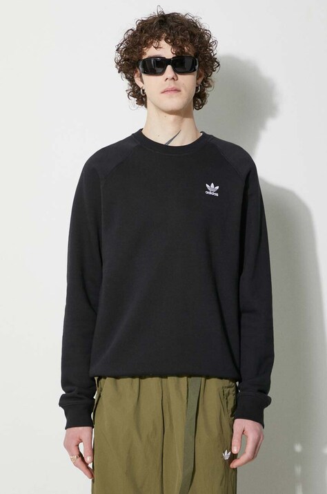 Dukserica adidas Originals Trefoil Essentials Crewneck za muškarce, boja: crna, s aplikacijom