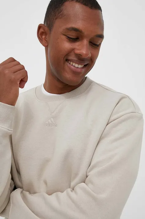 Кофта adidas чоловіча колір бежевий однотонна