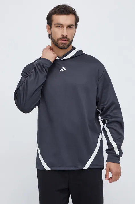 Pulover za vadbo adidas Performance Select črna barva, s kapuco